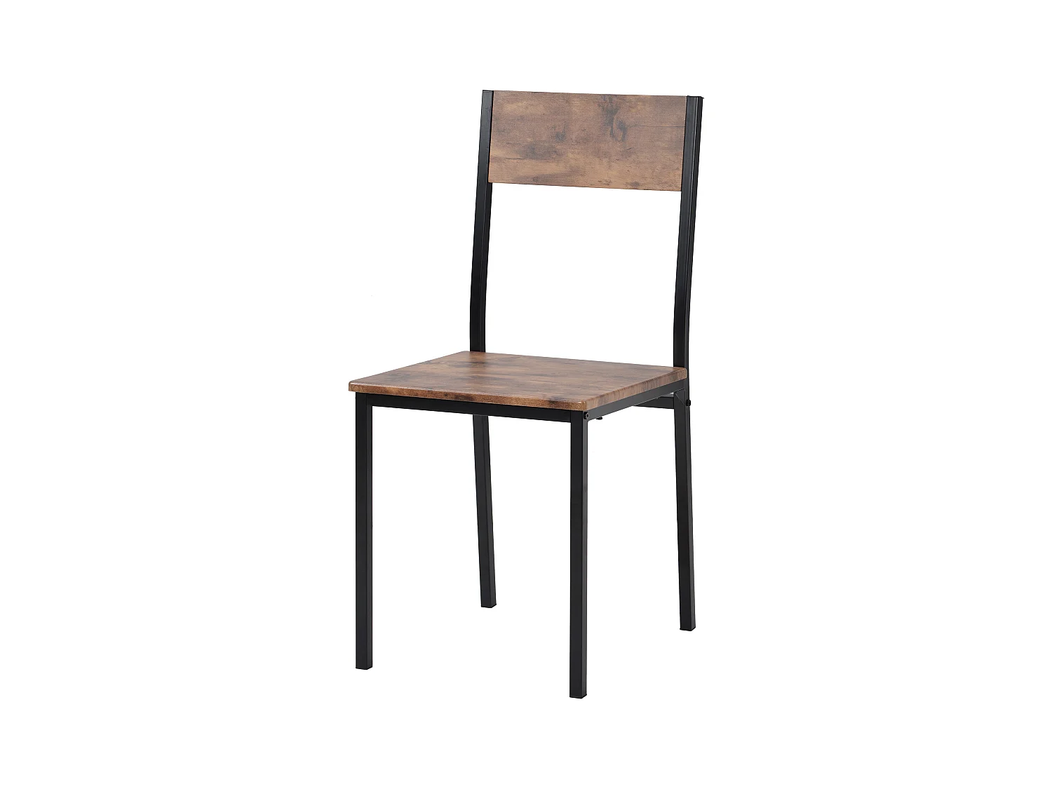 Ensemble table a manger 70x70x75 cm  + 2 chaises en bois marron - pieds en métal noir