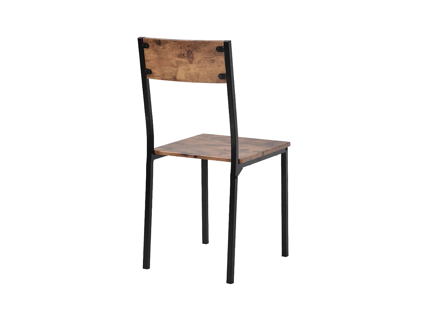 Ensemble table a manger 70x70x75 cm  + 2 chaises en bois marron - pieds en métal noir