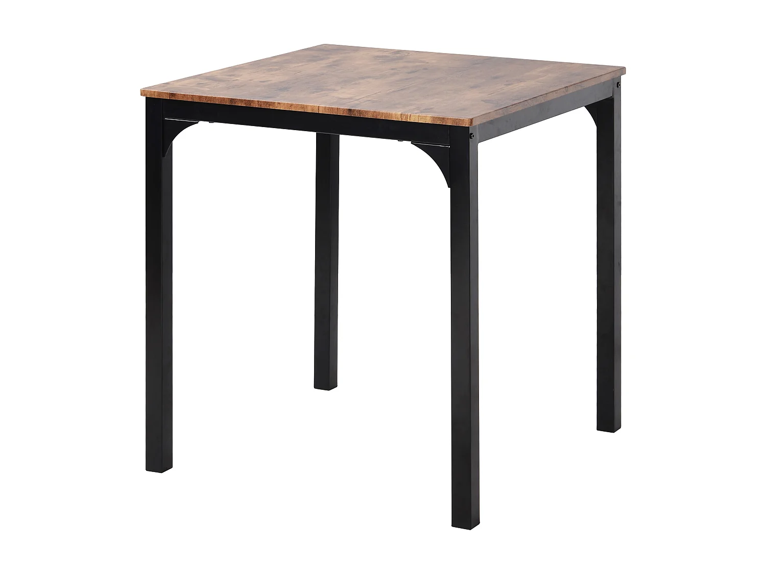 Ensemble table a manger 70x70x75 cm  + 2 chaises en bois marron - pieds en métal noir