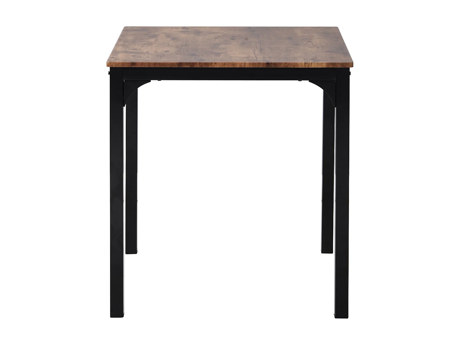 Ensemble table a manger 70x70x75 cm  + 2 chaises en bois marron - pieds en métal noir