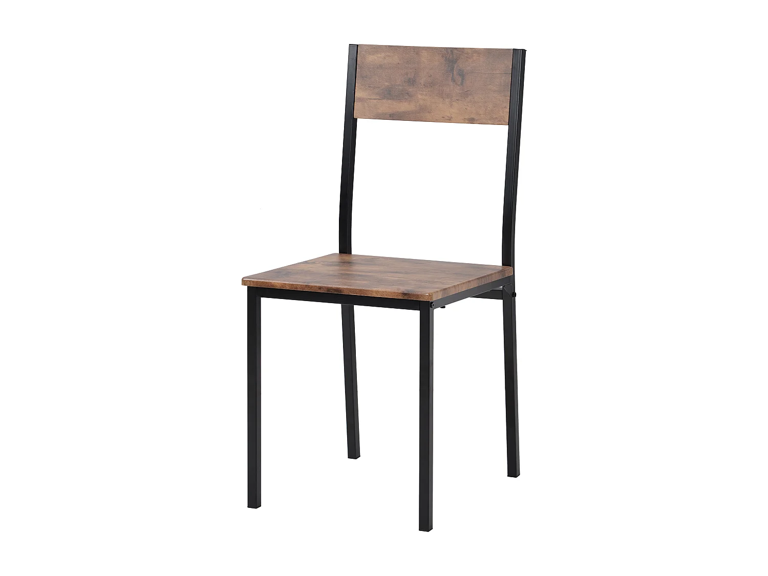 Ensemble table a manger 70x70x75 cm  + 2 chaises en bois marron - pieds en métal noir