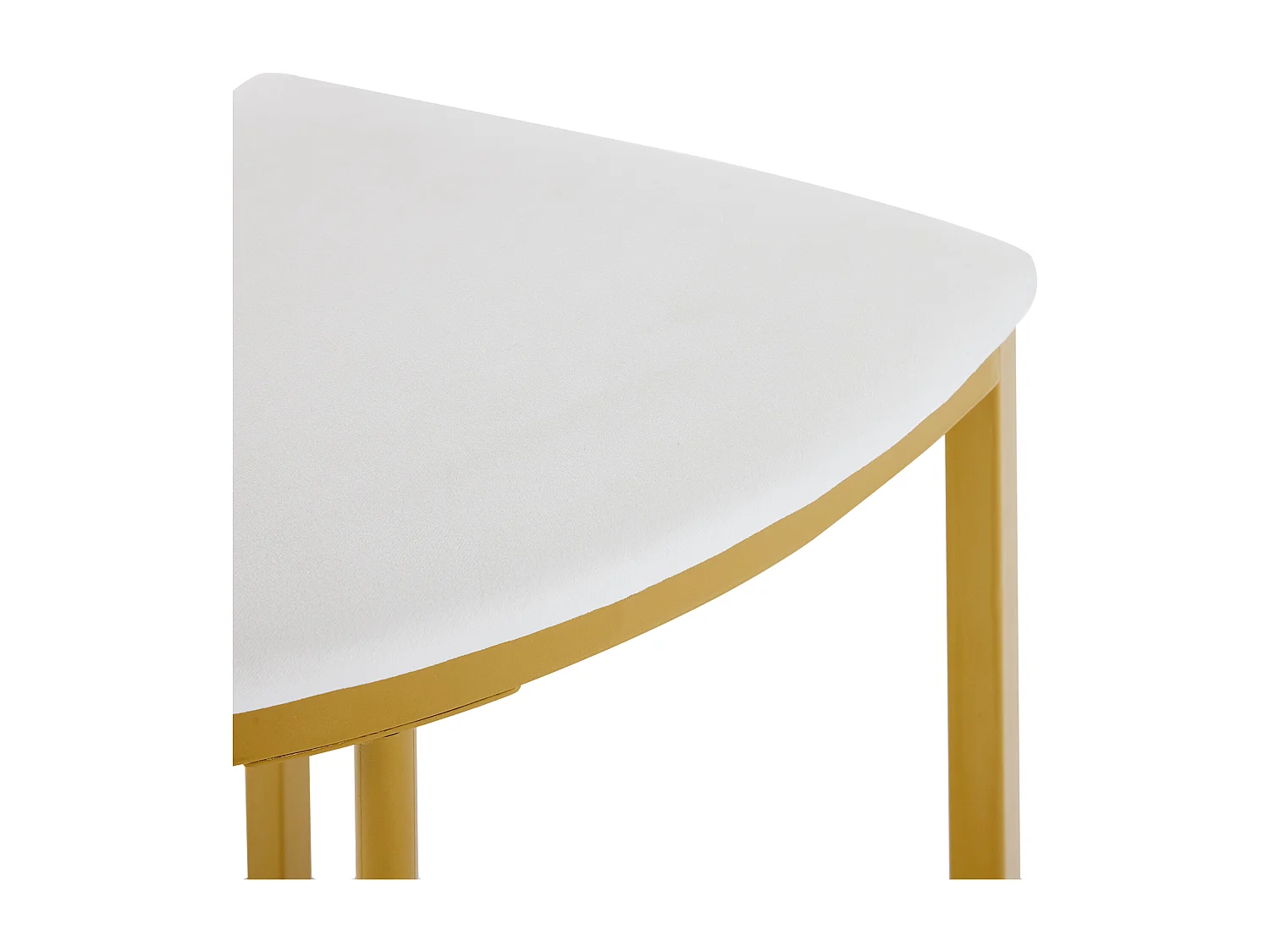 Eettafelset (80x80x75 cm) + 4 witte fluwelen stoelen - gouden metalen poten