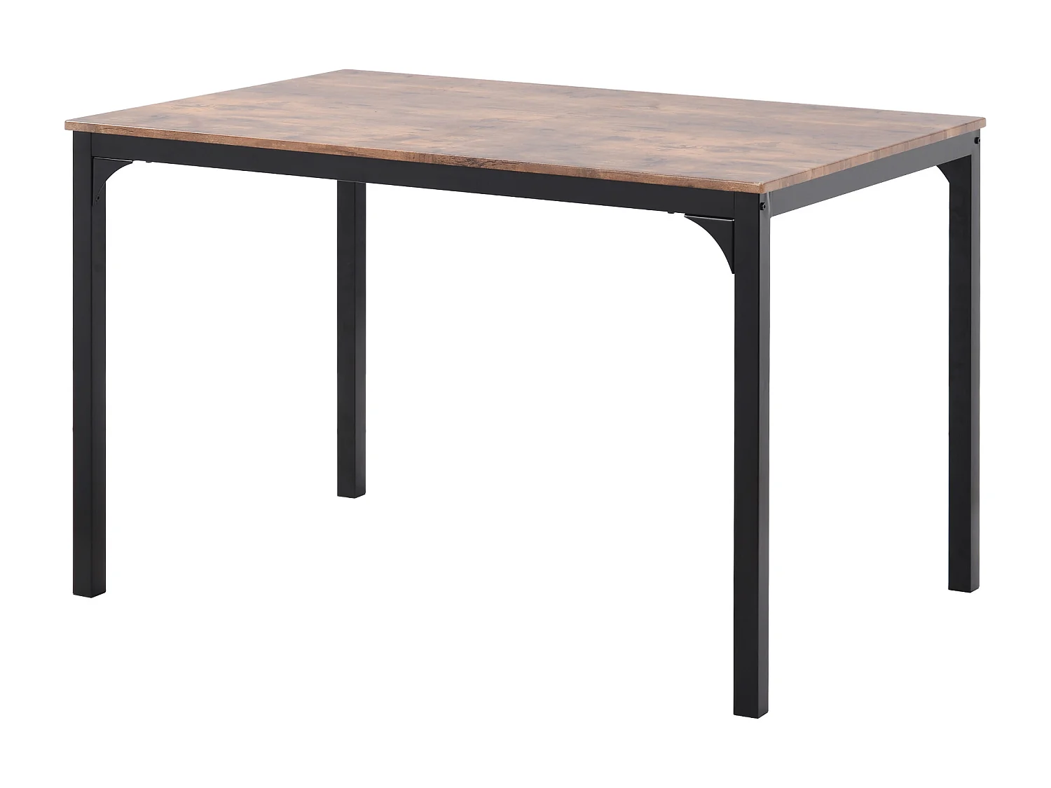 Ensemble table a manger 140x65x75 cm + 4 chaises en bois marron - pieds en métal noir
