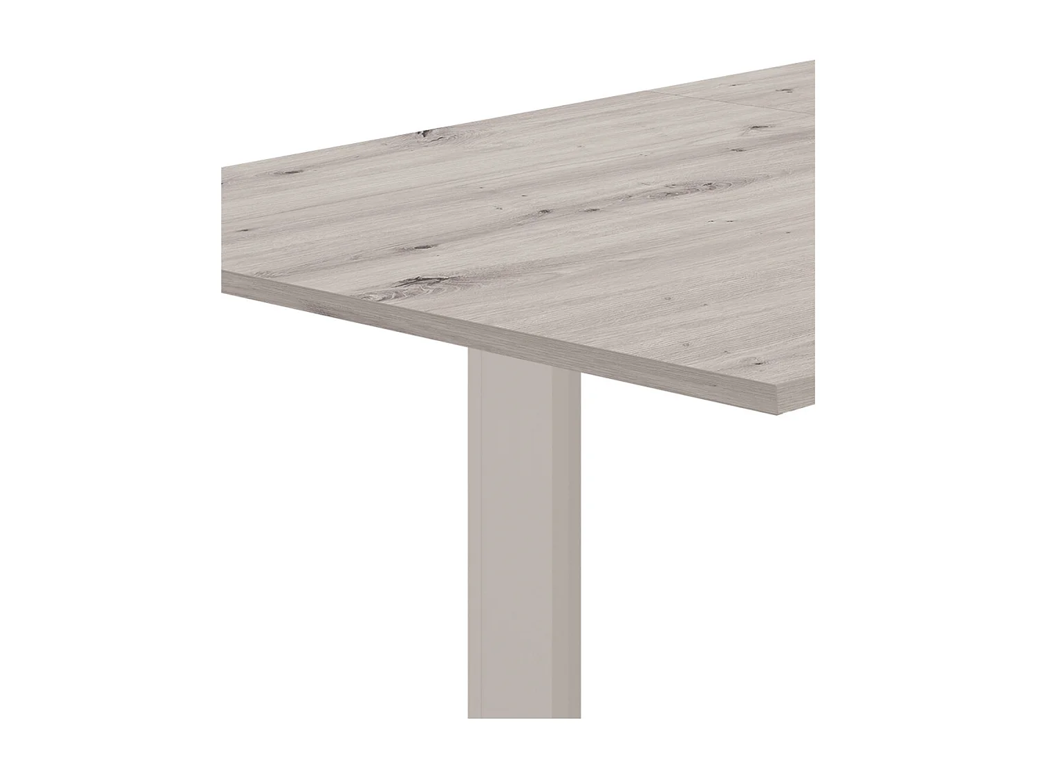 Mesa de comedor extensible de 75x80x140-180 cm con patas en forma de L color cemento Uki