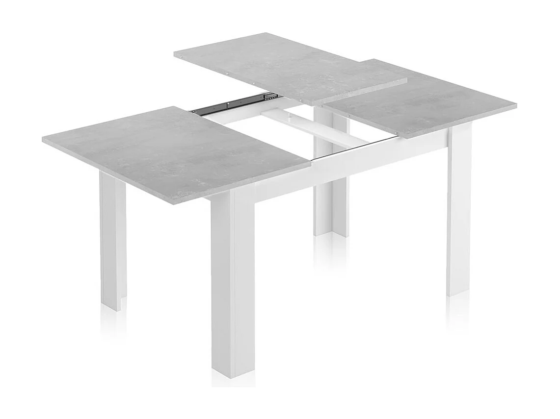 Mesa de comedor extensible de 75x80x140-180 cm con patas en forma de L color cemento Uki