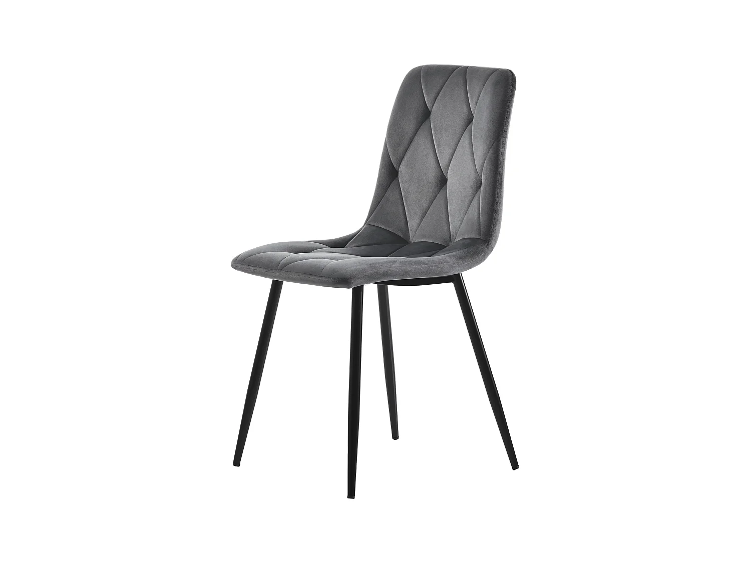 Ensemble table a manger hexagone 115.5x100x75 cm + 4 chaises en velours gris - pieds en métal noir