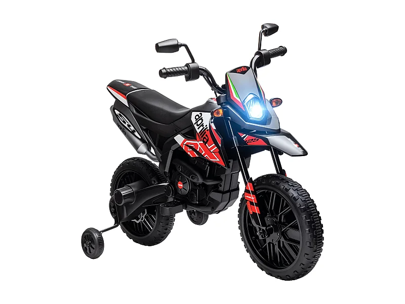 Motocross électrique enfant licence officielle Aprilia RX 125 max. 6 Km/h roues aux. amovibles rouge