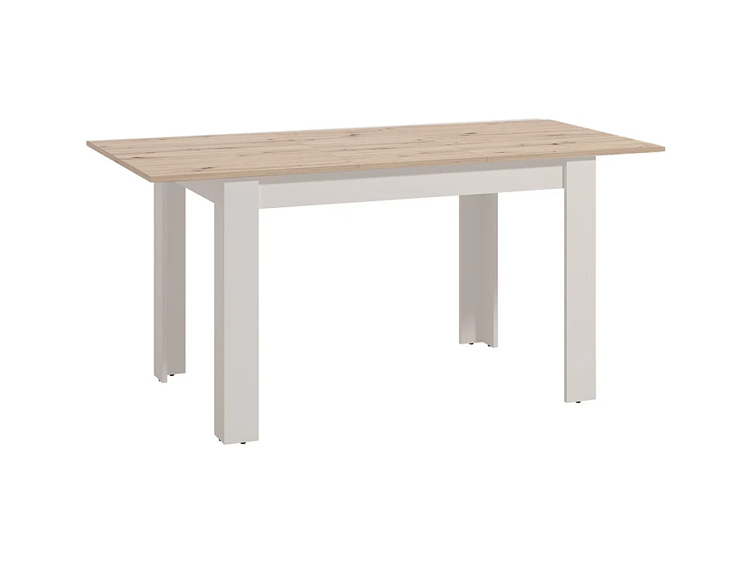 Mesa de comedor extensible de 75x80x140-180 cm patas en forma de L en cambrian-blanco Uki