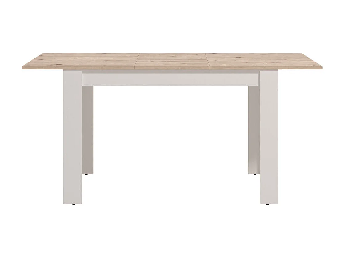 Mesa de comedor extensible de 75x80x140-180 cm patas en forma de L en cambrian-blanco Uki