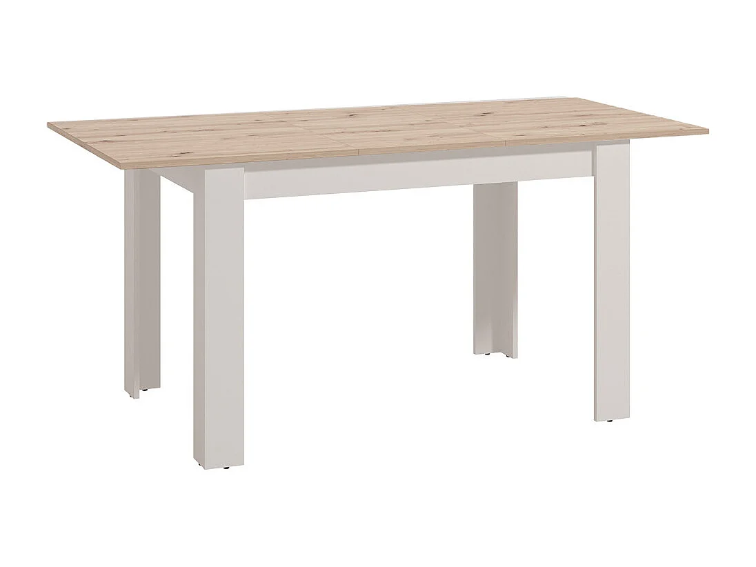 Mesa de comedor extensible de 75x80x140-180 cm patas en forma de L en cambrian-blanco Uki