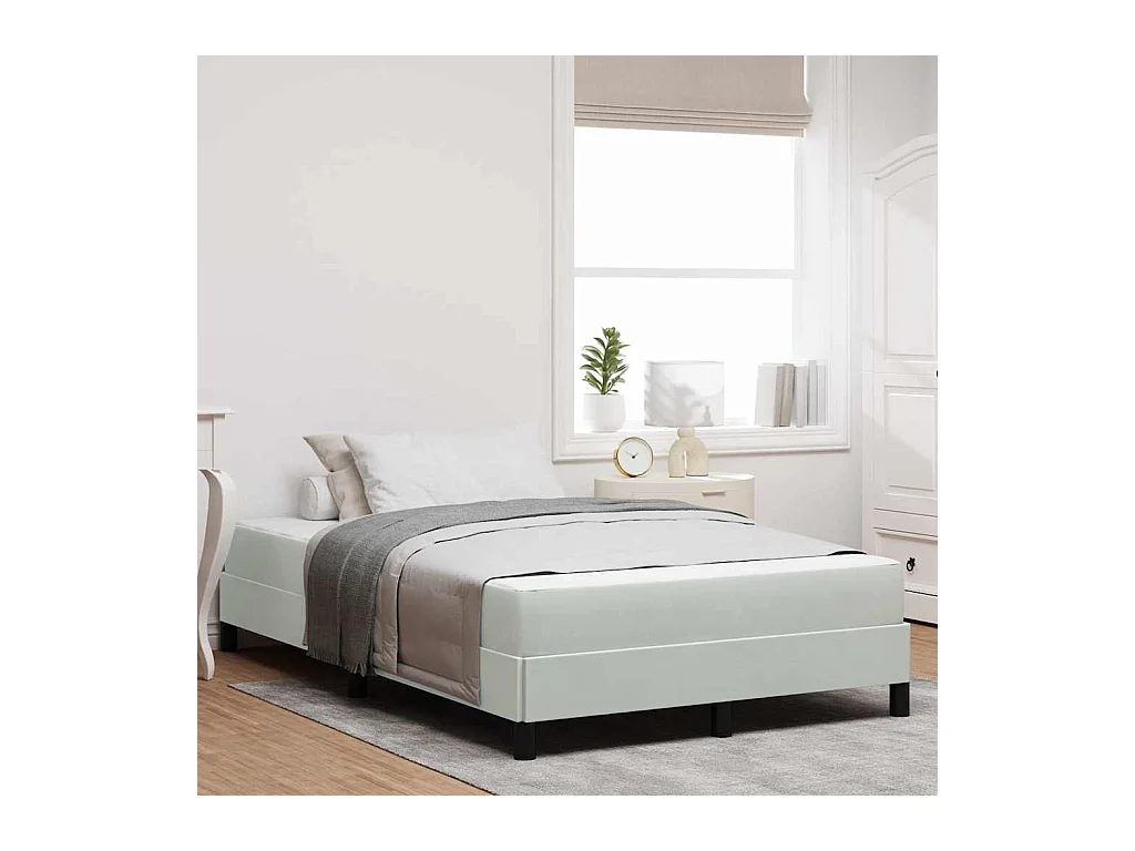 Lit double-Lit adulte-Lit boxspring avec matelas Gris clair 120 x 190 cm Velours