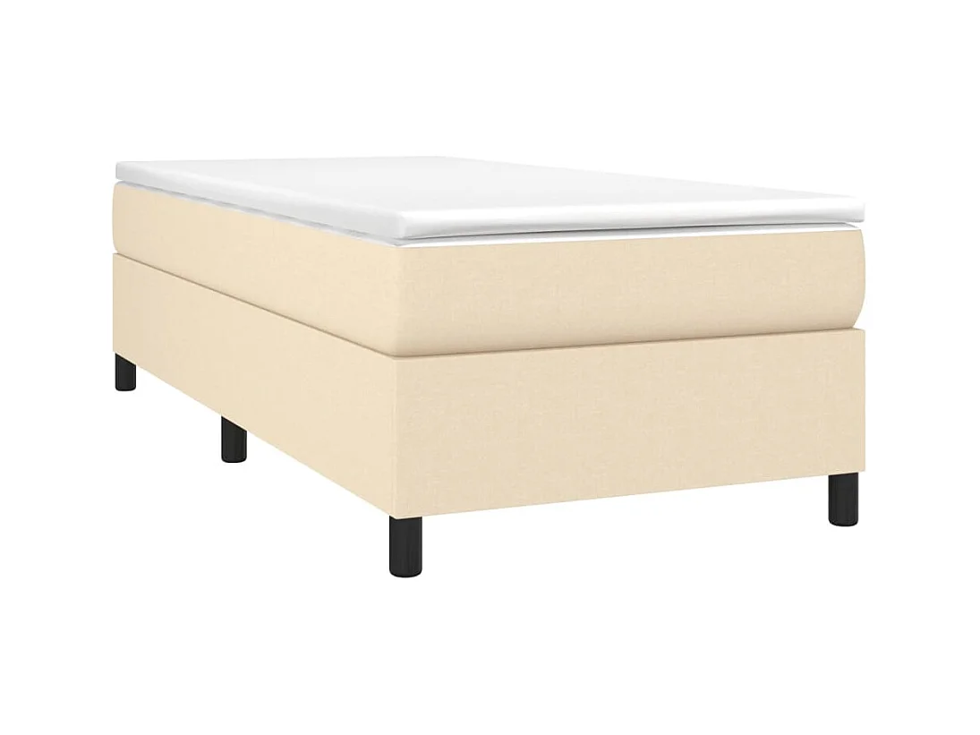 Lit simlpe-Sommier à lattes de lit avec matelas Crème 90x200 cm Tissu