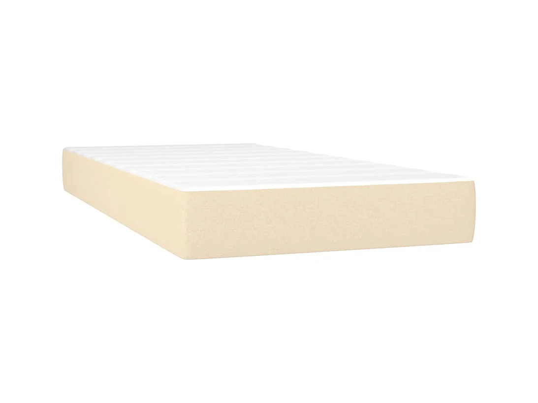 Lit simlpe-Sommier à lattes de lit avec matelas Crème 90x200 cm Tissu