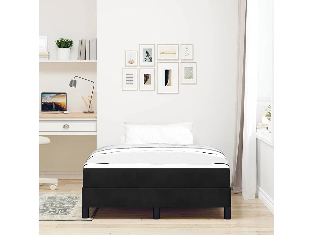 Cama matrimonial | Cama para adultos | Cama tipo Box Spring con colchón Negro 120x200 cm tela SHL108717