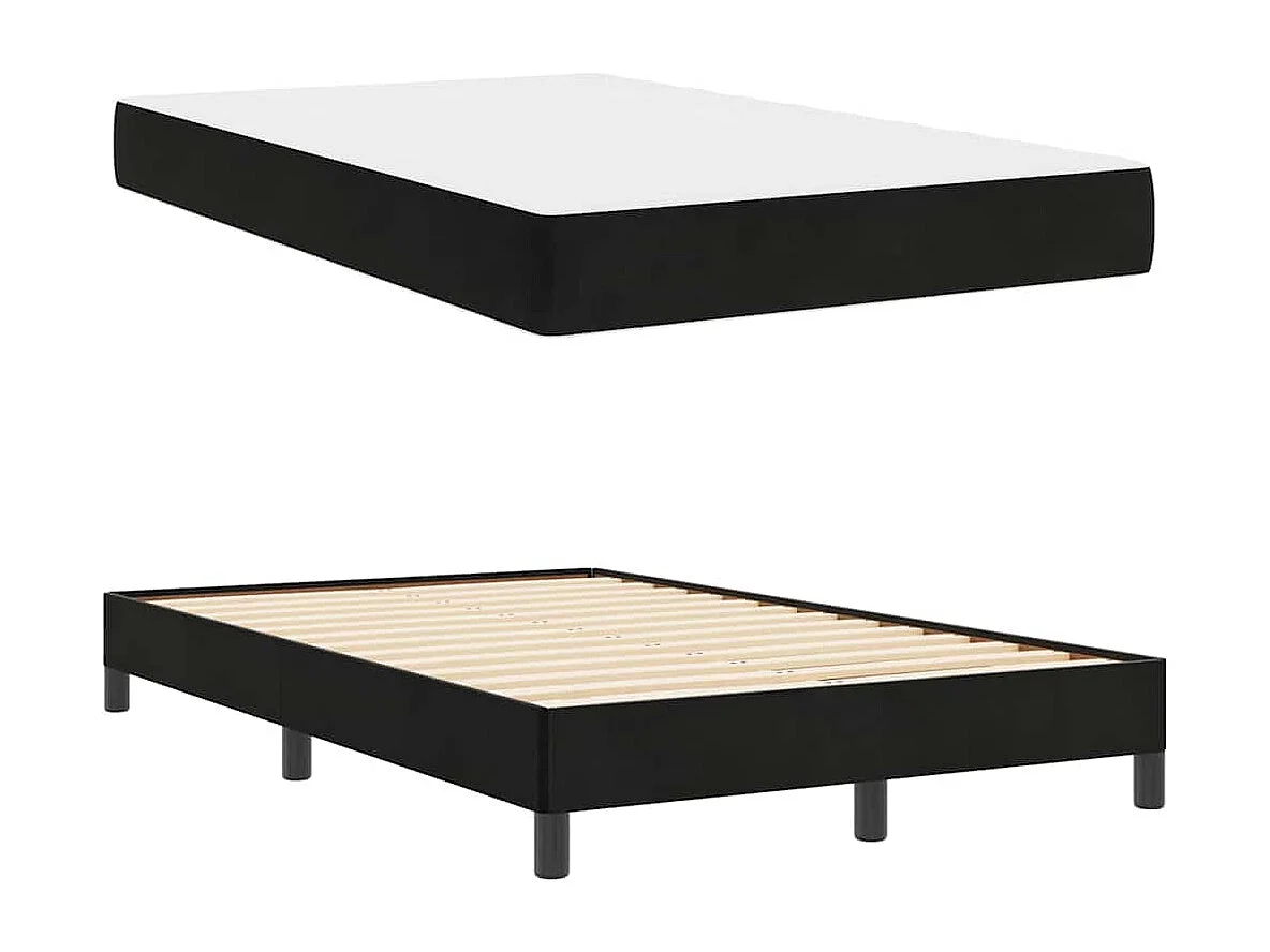 Cama matrimonial | Cama para adultos | Cama tipo Box Spring con colchón Negro 120x200 cm tela SHL108717