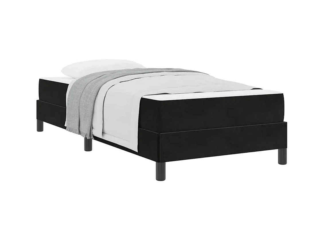 Lit simple-Lit adulte-Lit boxspring avec matelas Noir 90 x 190 cm Velours