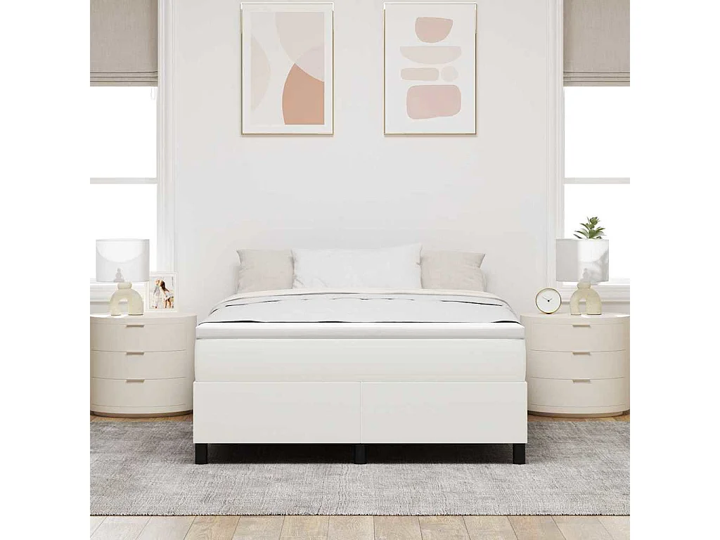 Lit double-Lit adulte-Lit à ressorts Crème 140 x 200 cm Tissu en velours côtelé