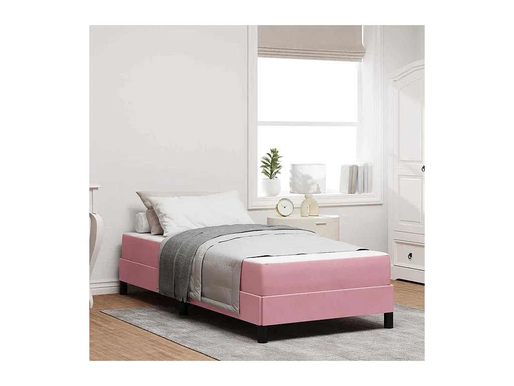 Lit simple-Lit adulte-Lit à ressorts boxspring avec matelas Rose 80 x 200 cm Velours