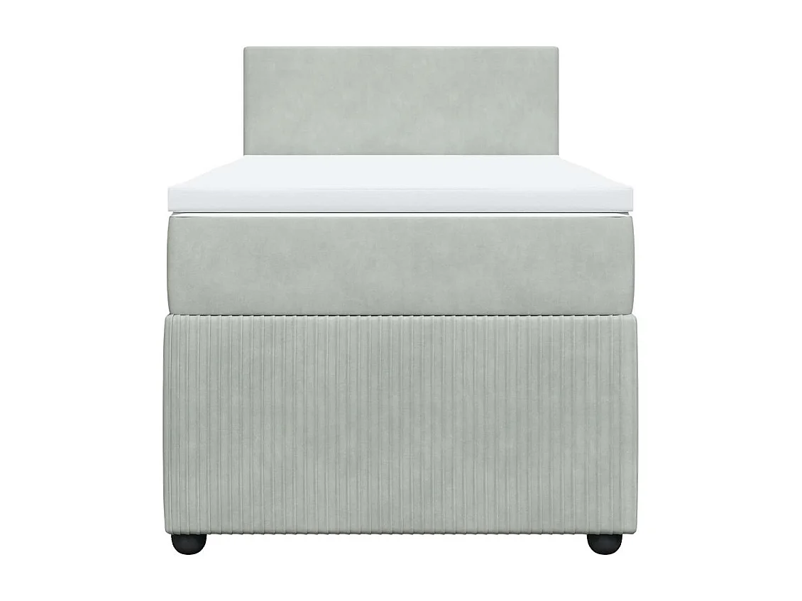 Einzelbett | Bettgestell | Boxspringbett mit Matratze Hellgrau 90x190 cm Samt SHL432316