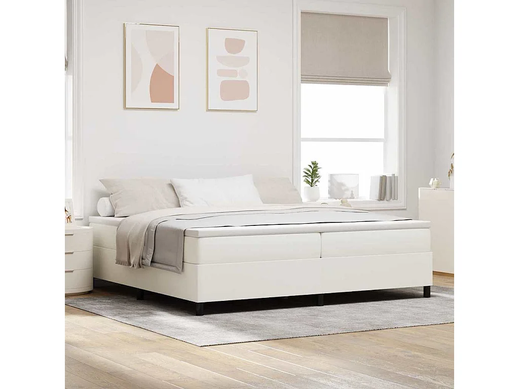 Lit double-Lit adulte-Lit à ressorts Crème 200 x 200 cm Tissu en velours côtelé