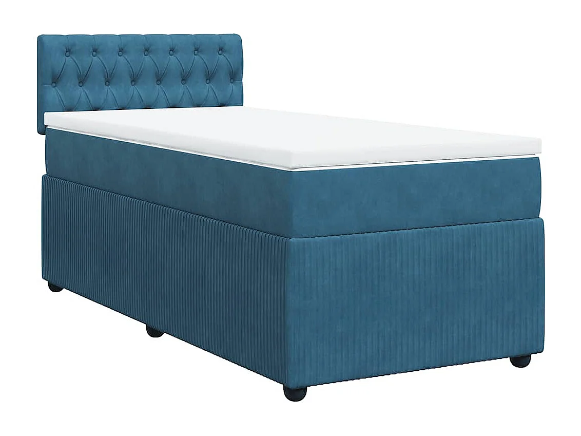 Einzelbett | Bettgestell | Boxspringbett mit Matratze Blau 90x190 cm Samt SHL567642