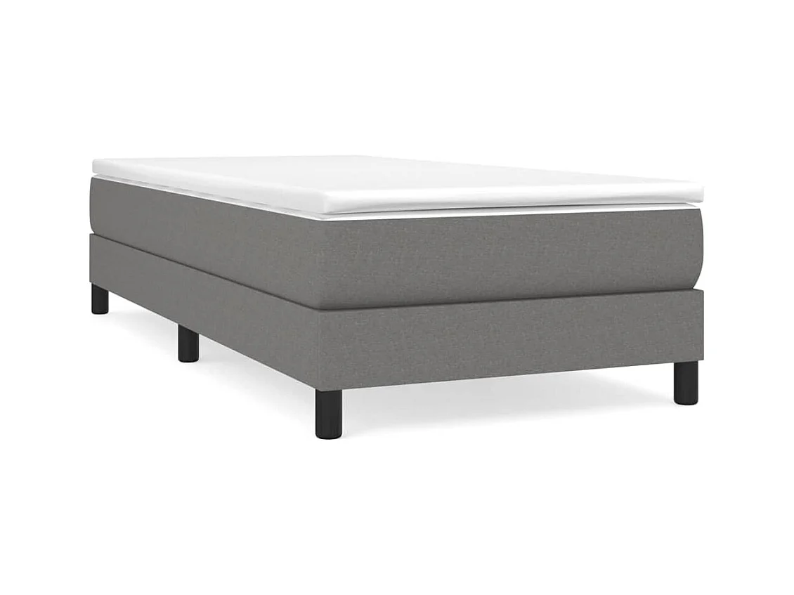Lit simlpe adulte-Sommier à lattes de lit avec matelas Gris foncé 90x200 cm Tissu