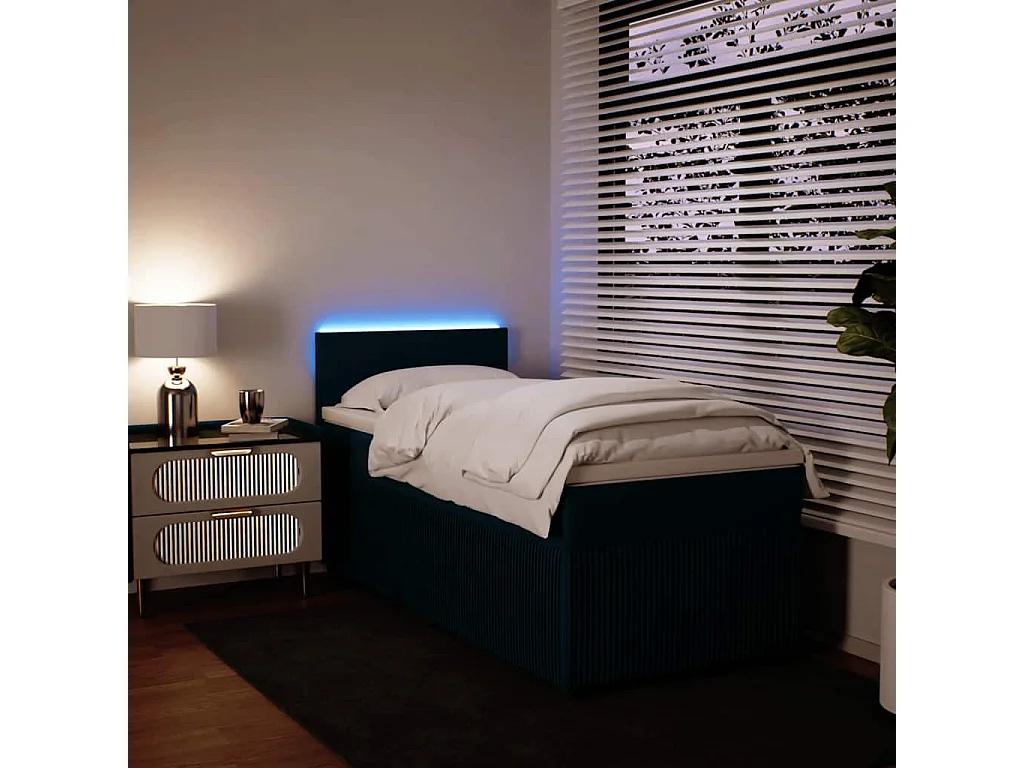 Einzelbett | Bettgestell | Boxspringbett mit Matratze Blau 90x190 cm Samt SHL856261
