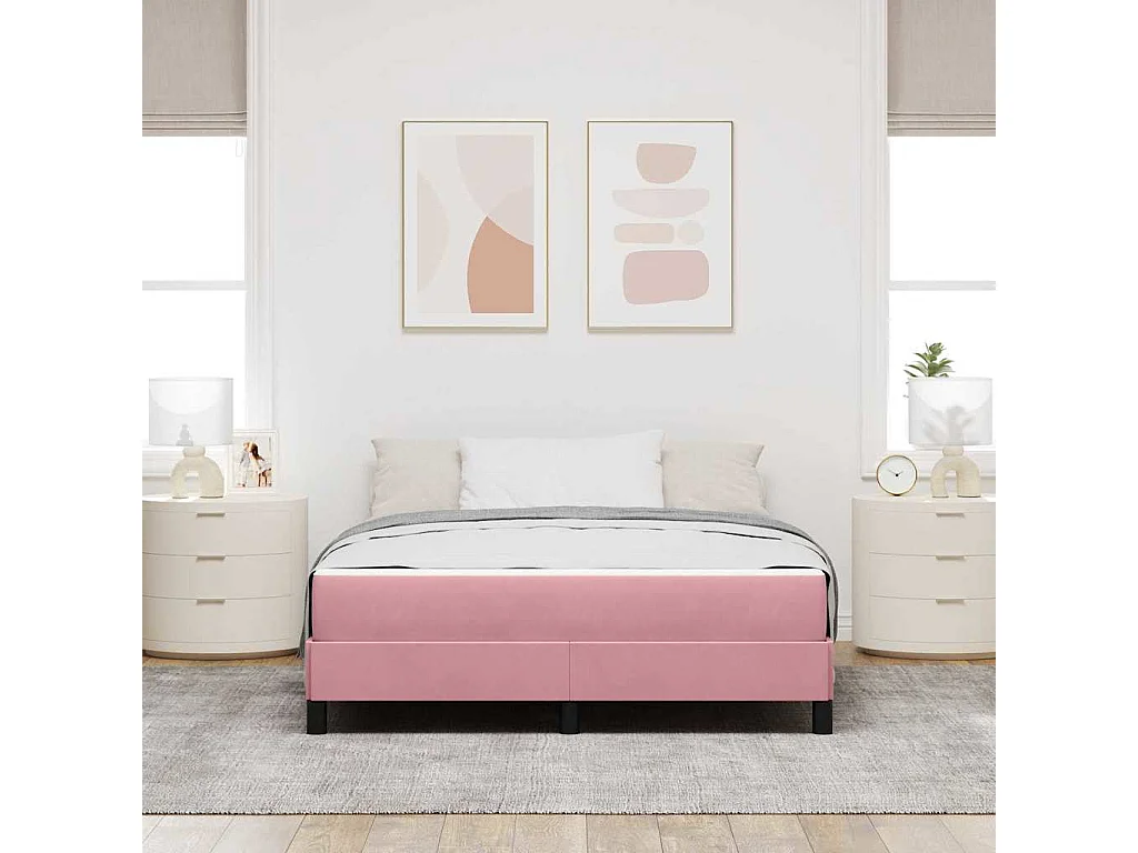Doppelbett | Bettgestell | Boxspringbett mit Matratze Rosa 160x200 cm Stoff SHL577977