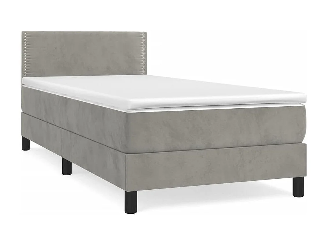 Einzelbett | Bettgestell | Boxspringbett mit Matratze Hellgrau 100x200 cm Samt SHL358304