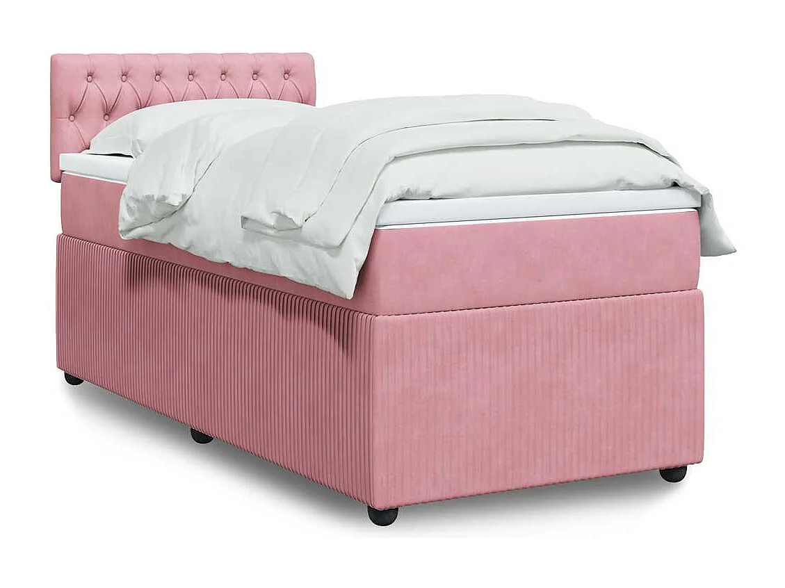 Einzelbett | Bettgestell | Boxspringbett mit Matratze Rosa 80x200 cm Samt SHL90976