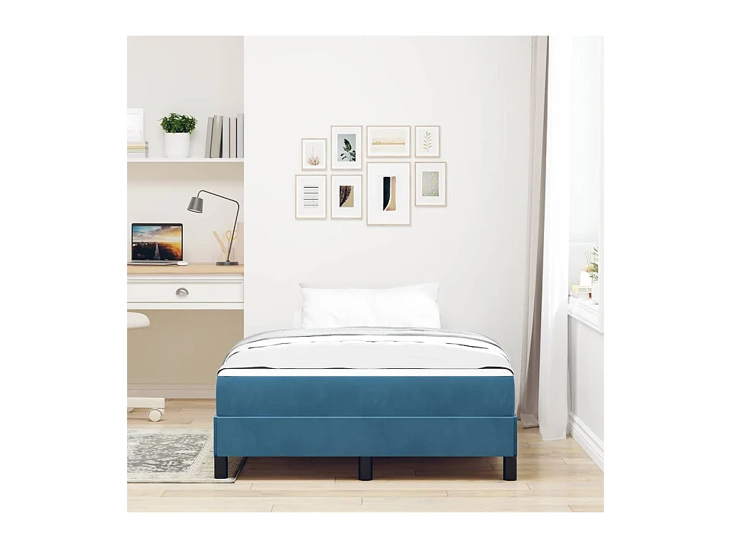 Lit double-Lit adulte-Lit boxspring avec matelas Bleu foncé 120 x 190 cm Velours
