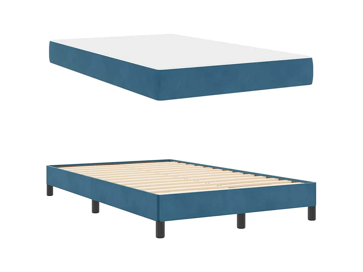 Lit double-Lit adulte-Lit boxspring avec matelas Bleu foncé 120 x 190 cm Velours
