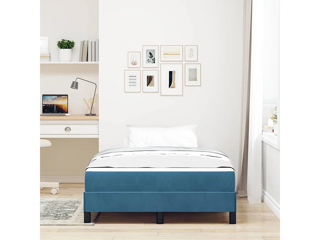 Cama tipo Box Spring con colchón Azul Oscuro 120x190 cm tela SHL34190