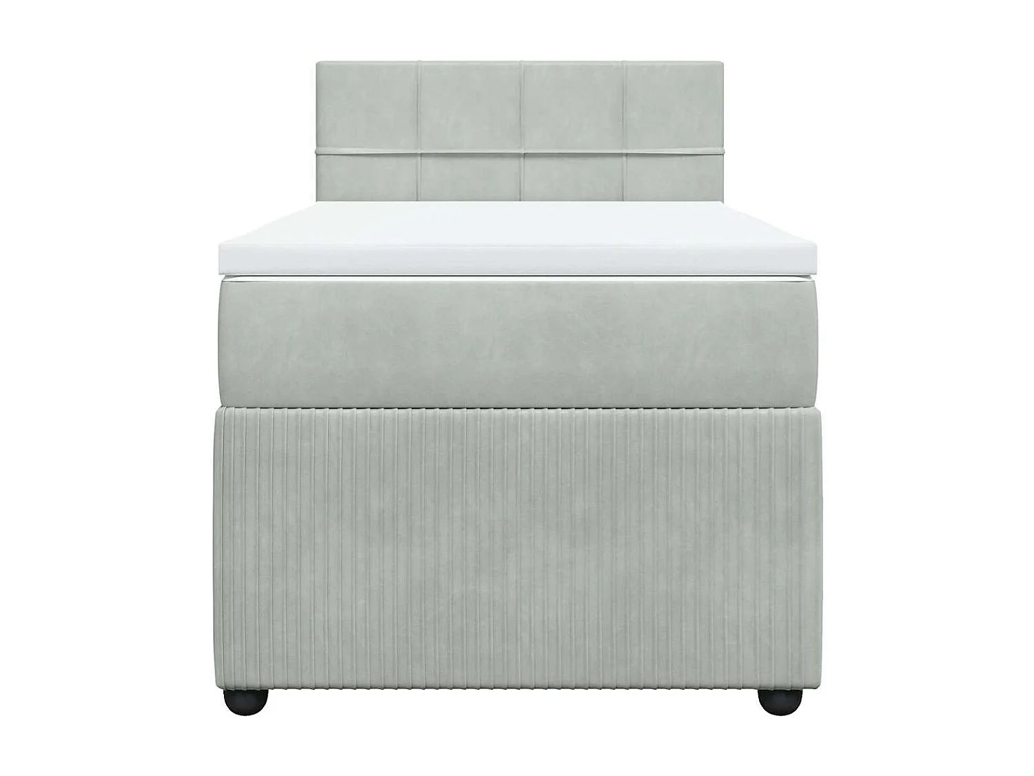 Einzelbett | Bettgestell | Boxspringbett mit Matratze Hellgrau 90x200 cm Samt SHL672972