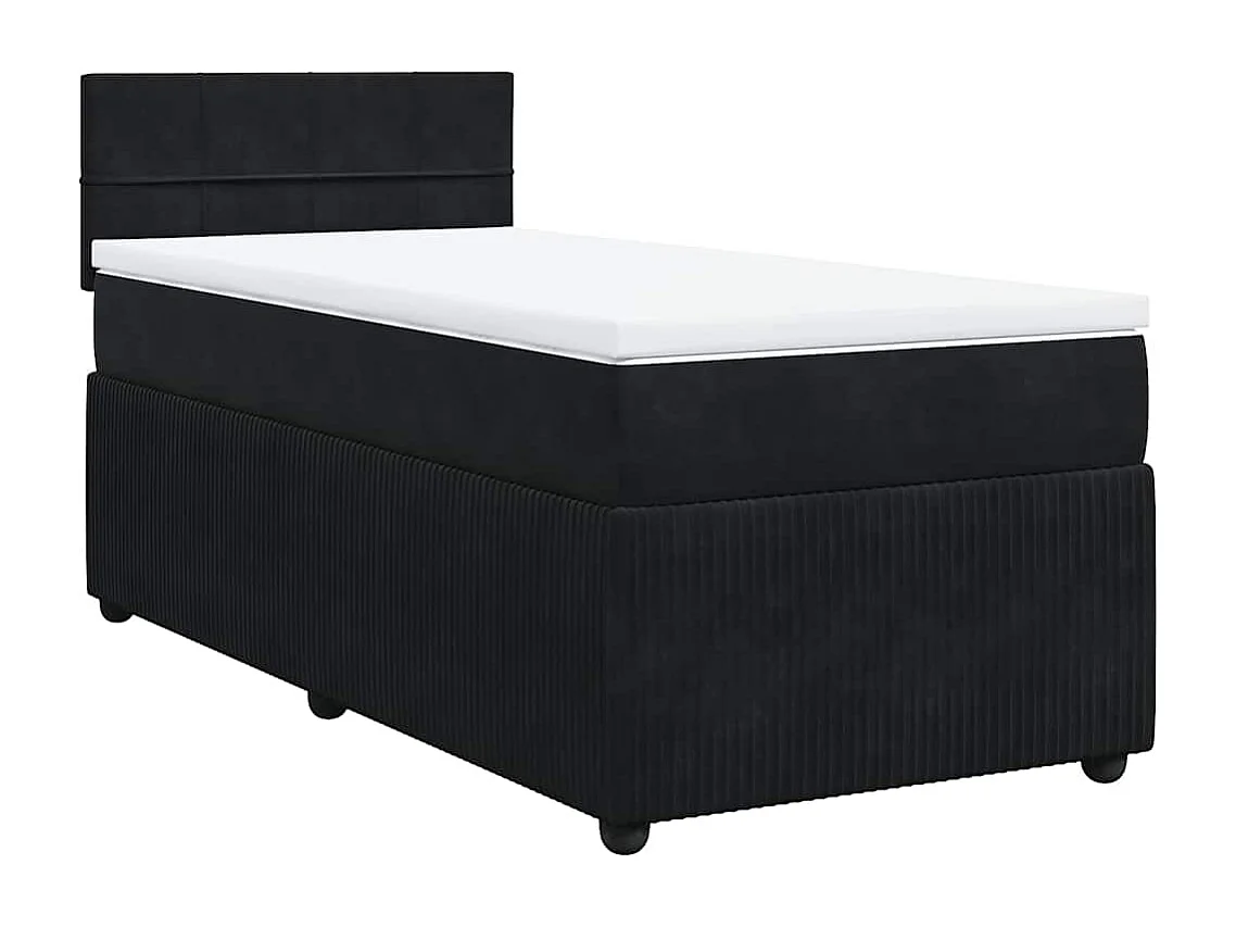 Einzelbett | Bettgestell | Boxspringbett mit Matratze Schwarz 100x200 cm Samt SHL423130