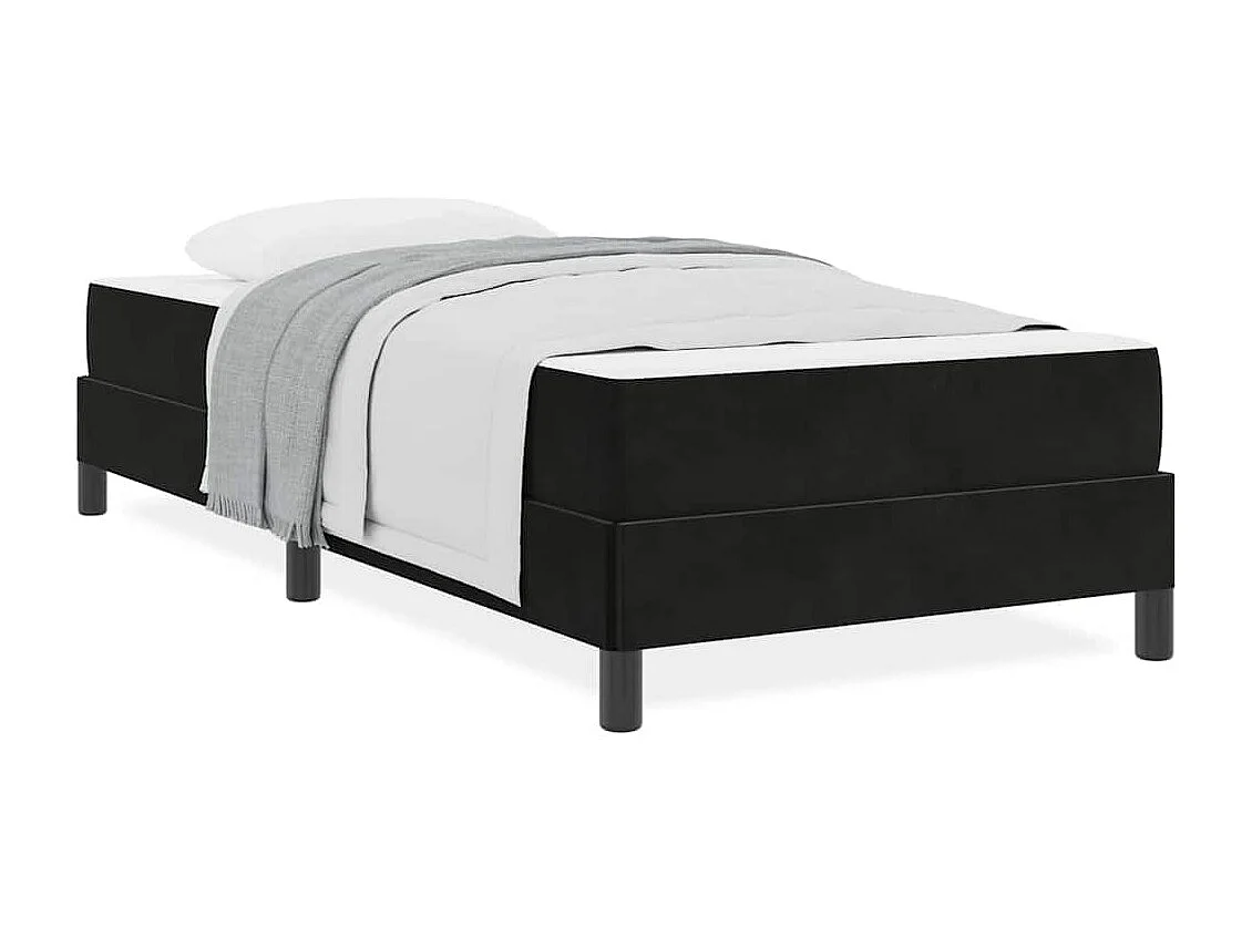 Cama individual | Cama para adultos | Cama tipo Box Spring con colchón Negro 90x200 cm tela SHL48041