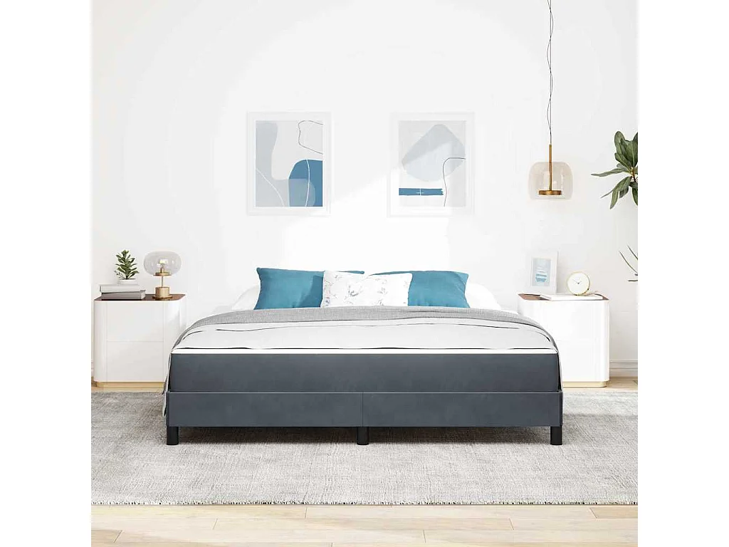 Doppelbett | Bettgestell | Boxspringbett mit Matratze Dunkelgrau 180x200 cm Stoff SHL454797