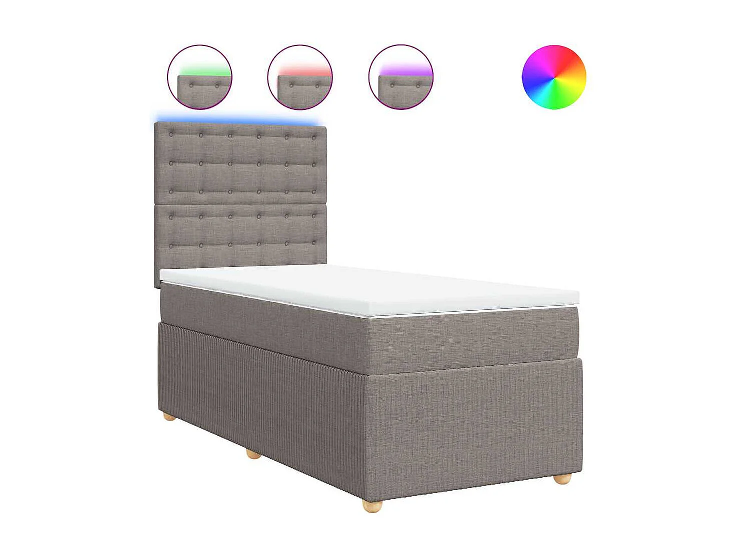 Einzelbett | Bettgestell | Boxspringbett mit Matratze Taupe 80x200 cm Stoff SHL376140