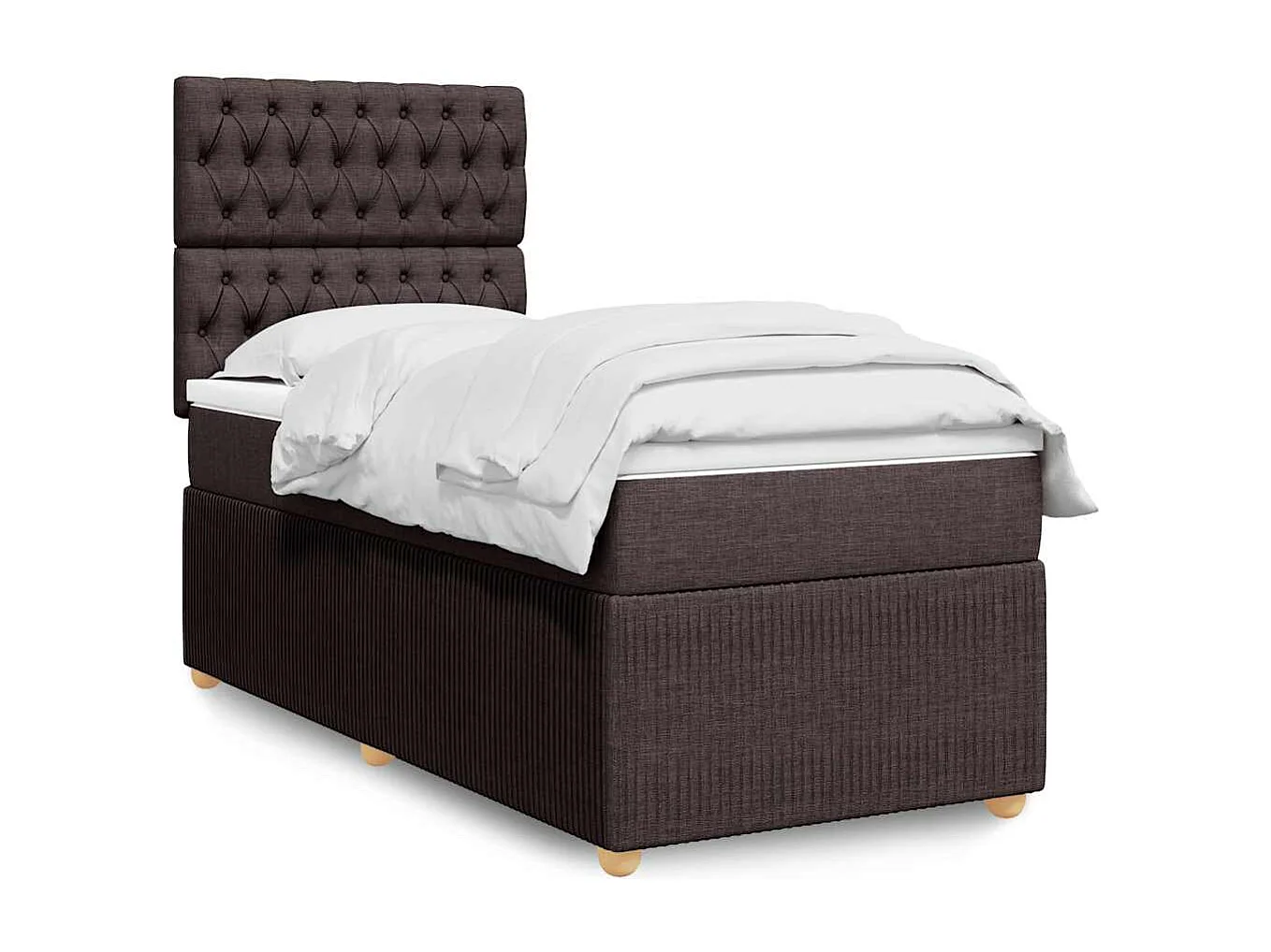 Einzelbett | Bettgestell | Boxspringbett mit Matratze Dunkelbraun 90x200 cm Stoff SHL257026