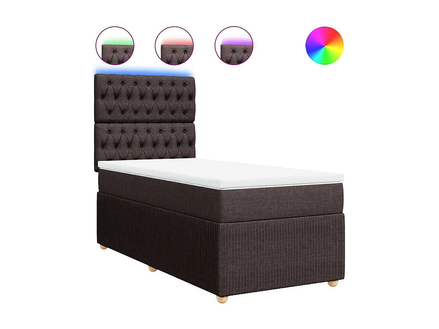 Einzelbett | Bettgestell | Boxspringbett mit Matratze Dunkelbraun 90x200 cm Stoff SHL257026