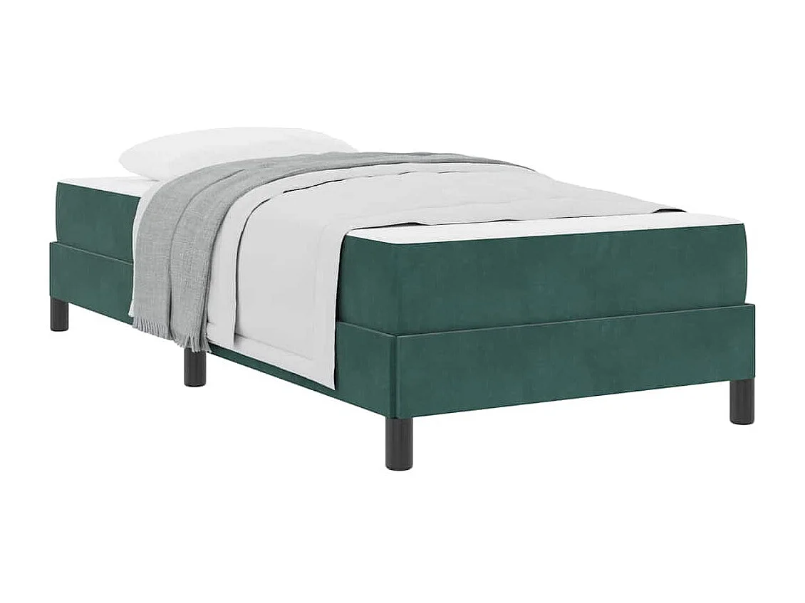 Lit simple-Lit adulte-Lit boxspring avec matelas Vert foncé 80 x 220 cm Velours