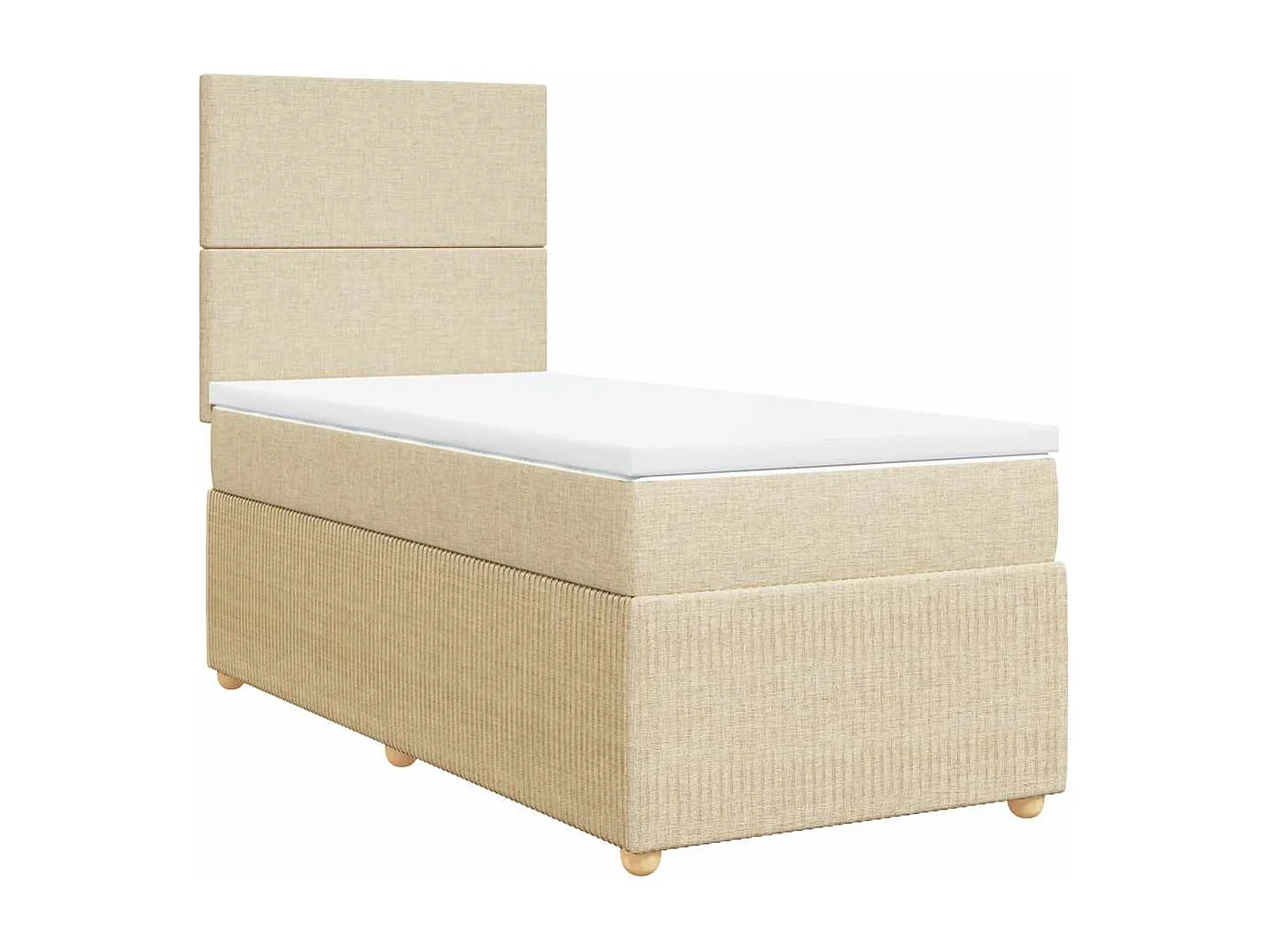 Einzelbett | Bettgestell | Boxspringbett mit Matratze Creme 100x200 cm Stoff SHL825918