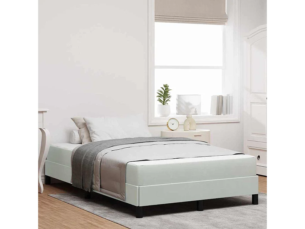 Cama tipo Box Spring con colchón Gris Claro 120x200 cm tela SHL8759