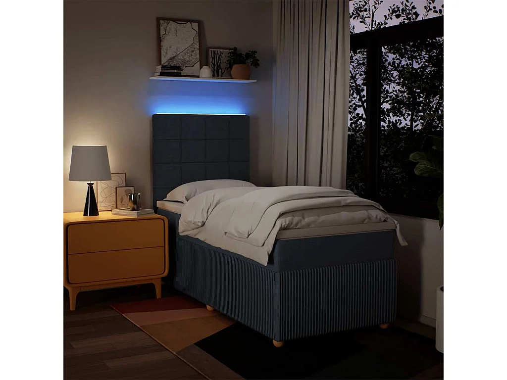 Einzelbett | Bettgestell | Boxspringbett mit Matratze Blau 100x200 cm Stoff SHL841874