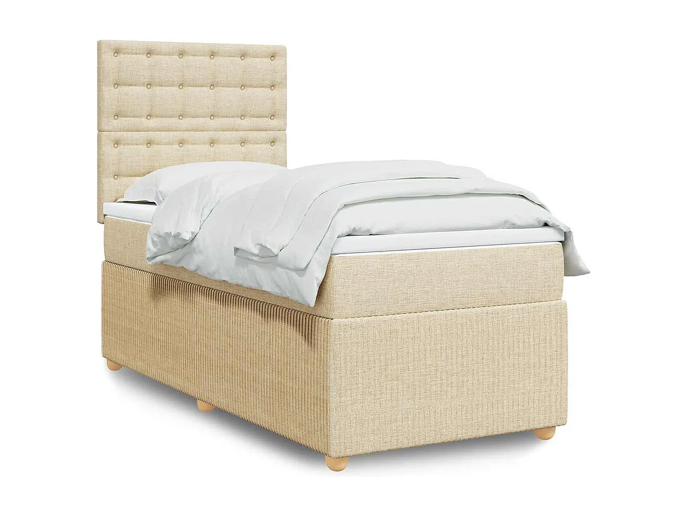 Einzelbett | Bettgestell | Boxspringbett mit Matratze Creme 90x190 cm Stoff SHL163447
