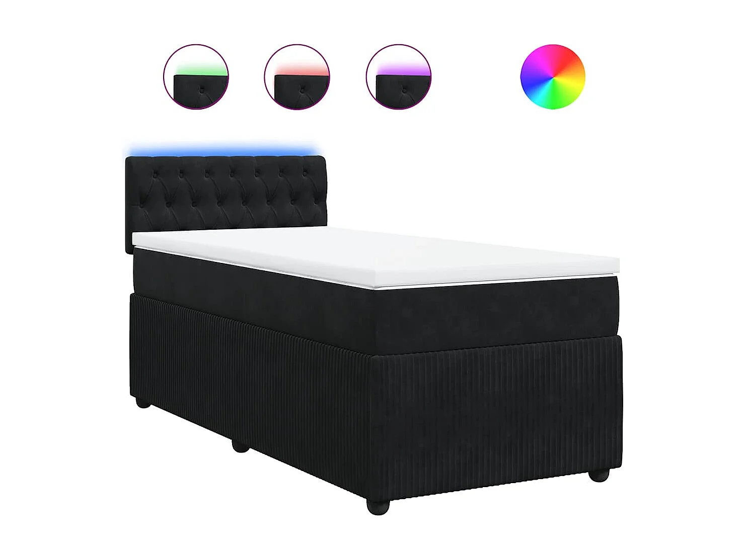 Einzelbett | Bettgestell | Boxspringbett mit Matratze Schwarz 90x200 cm Samt SHL674041