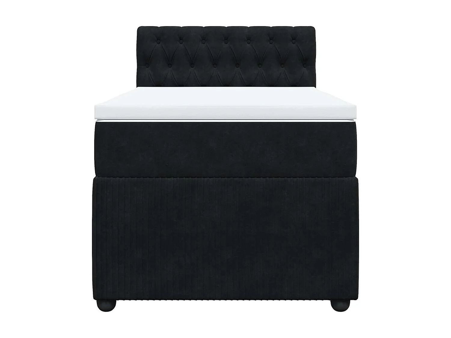 Einzelbett | Bettgestell | Boxspringbett mit Matratze Schwarz 90x200 cm Samt SHL674041