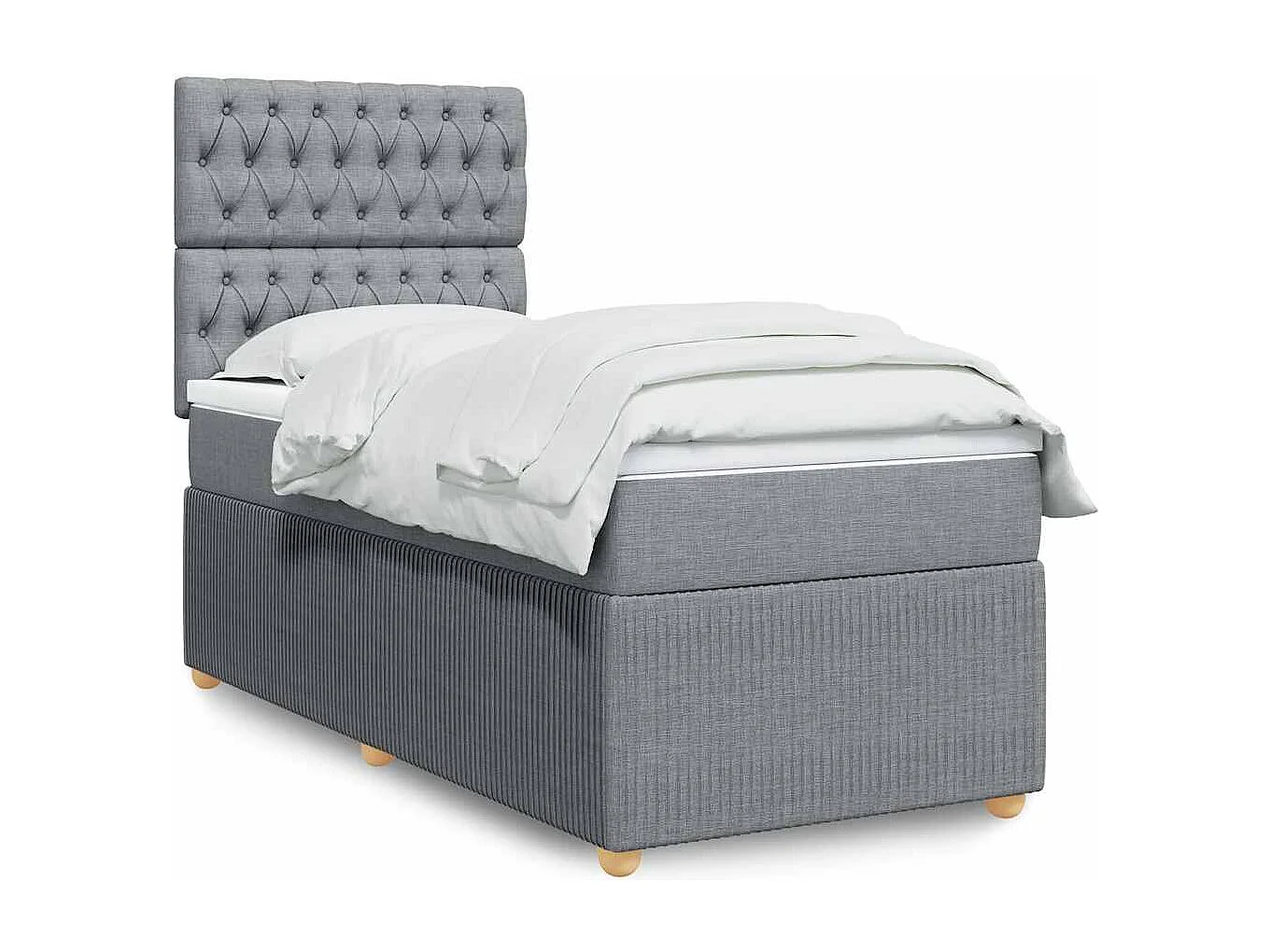 Einzelbett | Bettgestell | Boxspringbett mit Matratze Hellgrau 80x200 cm Stoff SHL97600