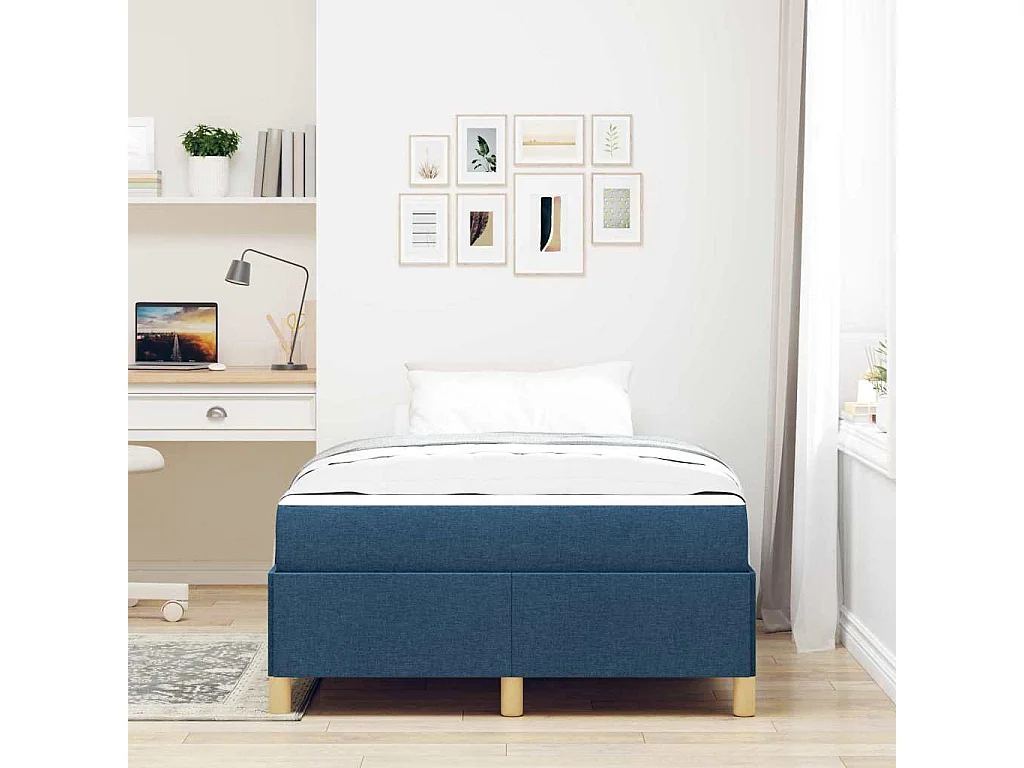 Doppelbett | Bettrahmen mit Matratze Blau 120x200 cm Stoff SHL395461