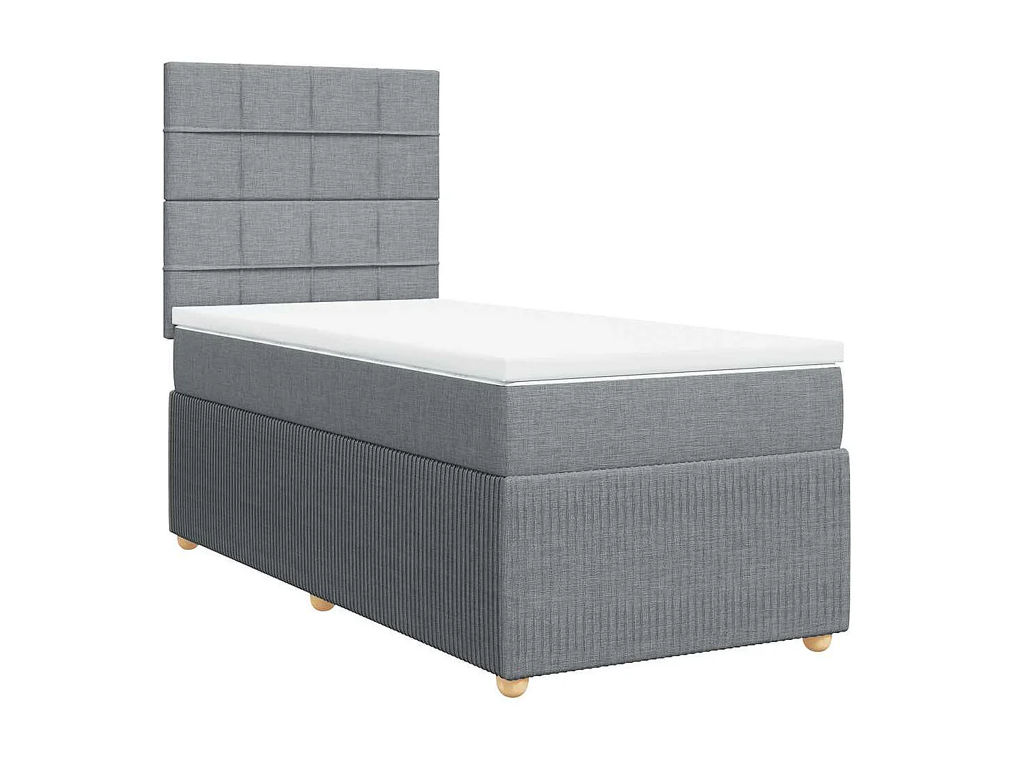 Einzelbett | Bettgestell | Boxspringbett mit Matratze Hellgrau 80x200 cm Stoff SHL854397